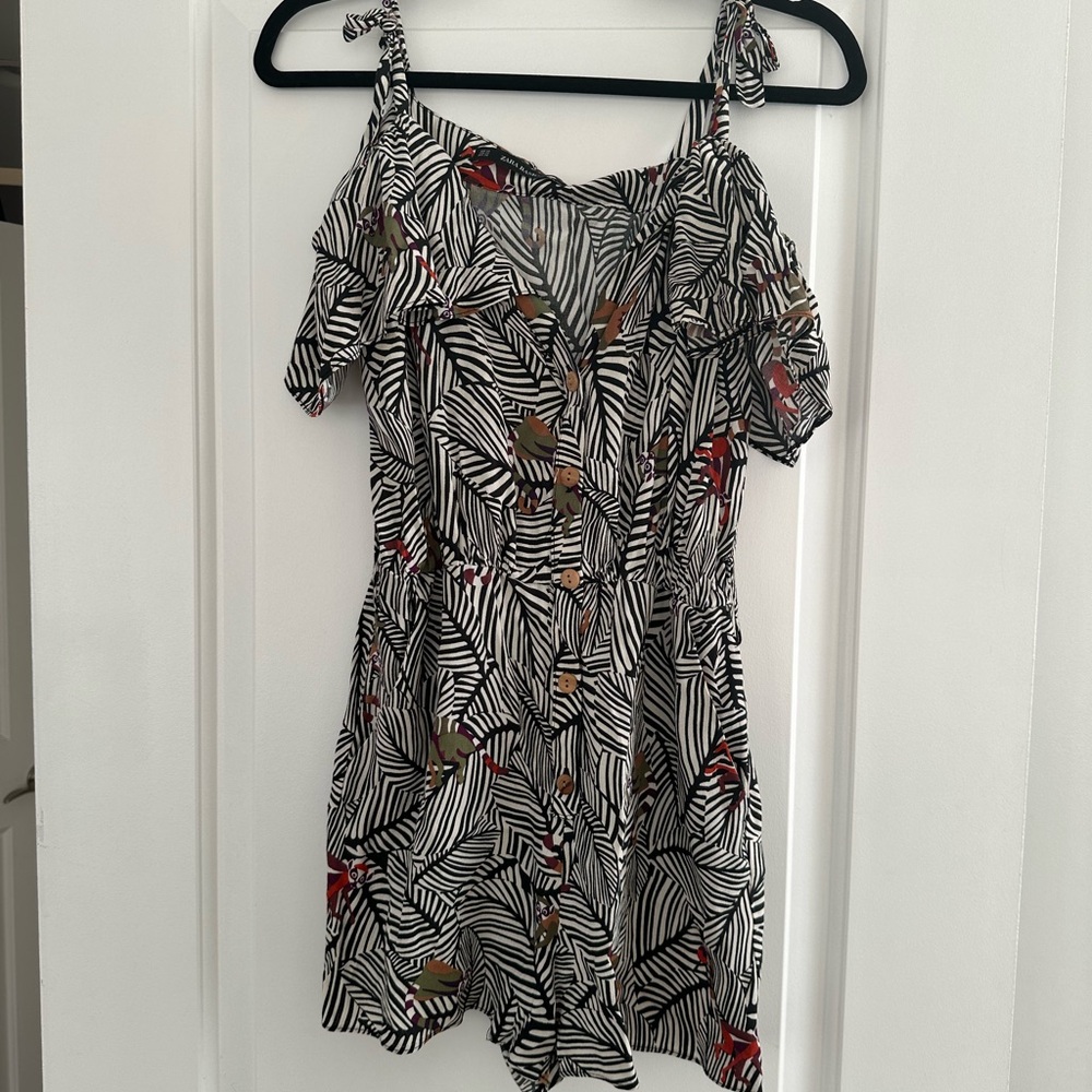 Zebra Print Button-Down Dress